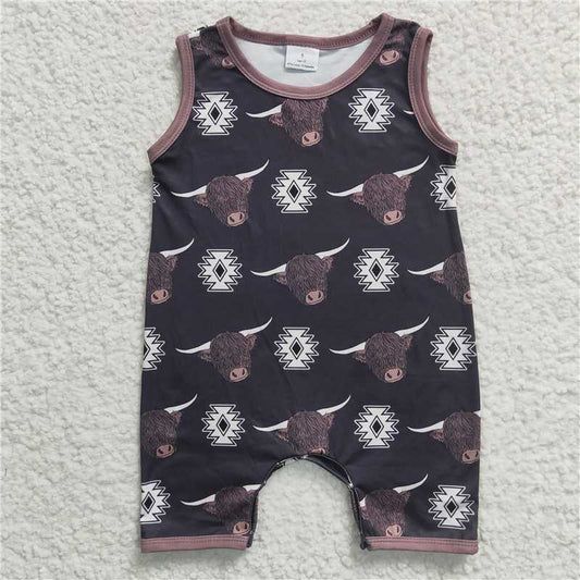 SR0284 Baby Infant Longhorn Summer Western Rompers