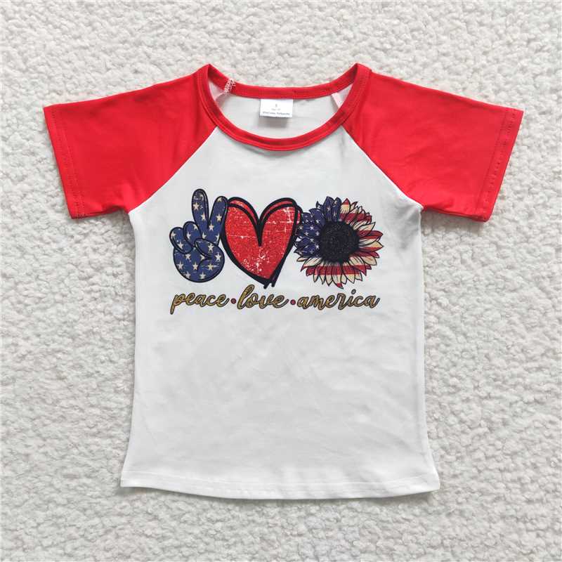 GT0108  Baby Girls July 4th Sunflower Shirts Tops