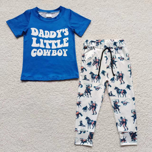 BSPO0100 Baby Boys Daddy's Little Cowboy Western Pants Outfits Clothes Sets