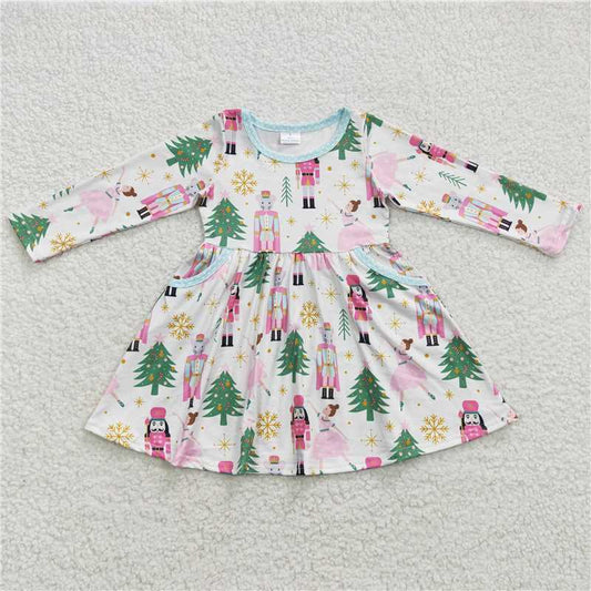 GLD0245  Baby Girls Christmas Soldier Knee Length Dresses