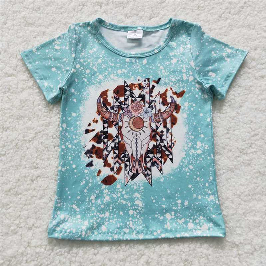 GT0226  Vintage sould floral tape short sleeves baby girls shirt