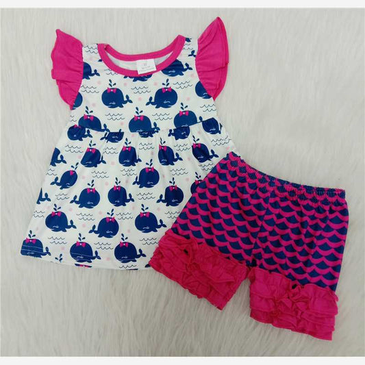 O-Neck high quality fish shorts set