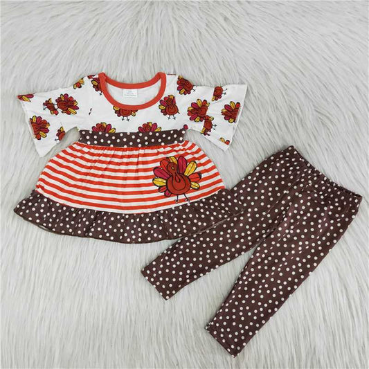 A1-16 Turkey stripe dotted pants suit