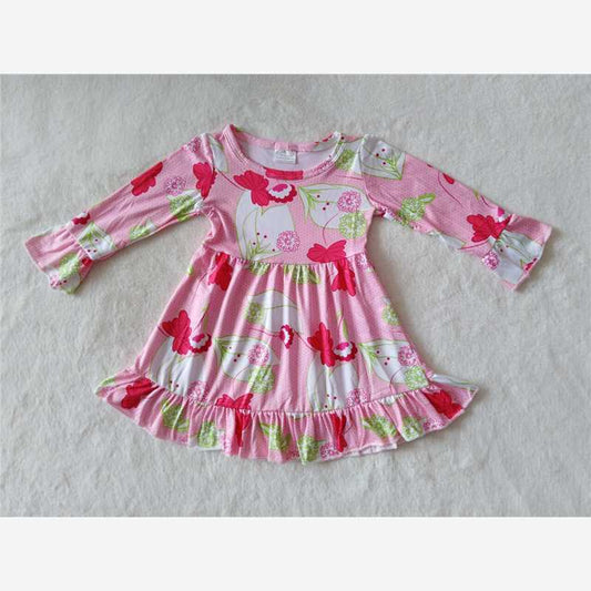 9.15 RTS NO MOQ （In stock）G2-22- Baby Girls Winter Dress Baby Girls Pink squares knee-length Dresses