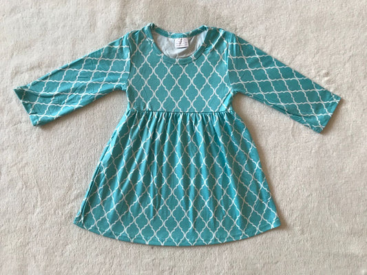 9.17 RTS NO MOQ（In stock）G3-8\-4 Baby Girls Winter Dress Baby Girls White line lantern shape light blue knee-length Dresses