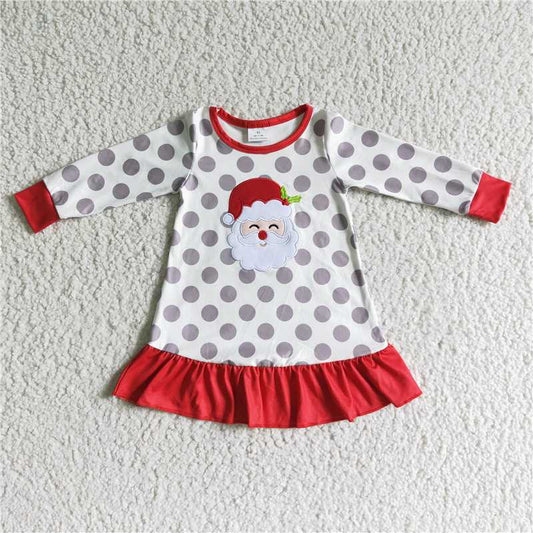 6 A13-14  Baby Girls Santa Dots Christmas ruffle Dresses