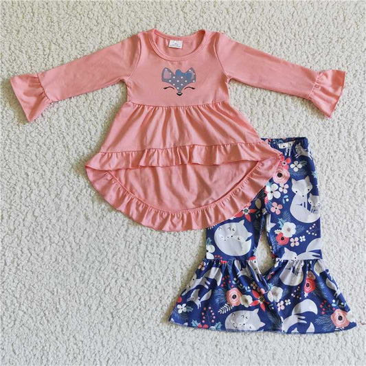 6 A24-19Fox vinyl high low top match bell bottom pants little girls clothing