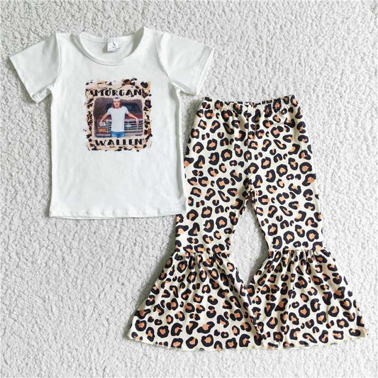 B10-24 Baby girls leopard singer bell pants sets