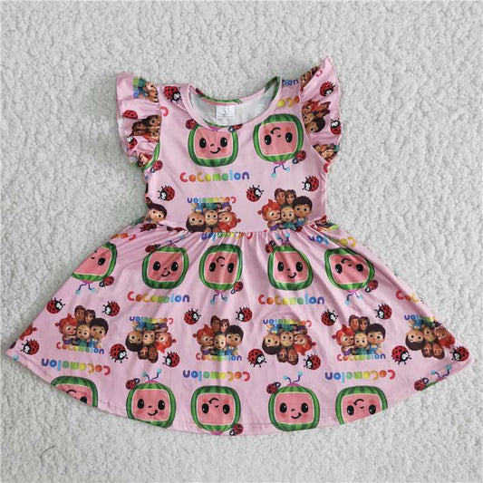 B17-2Pink flying sleeve dress
