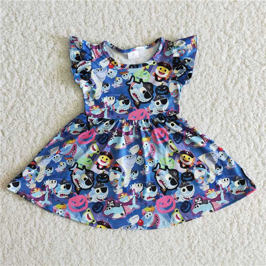B14-12 Colorful shark sleeve dress