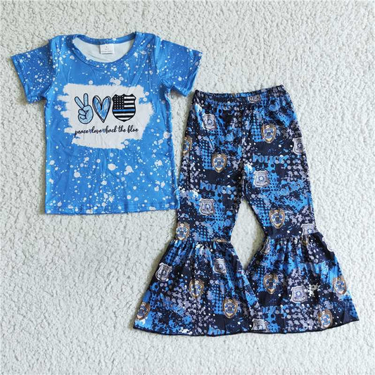B8-2 Blue peace love bell set Regular