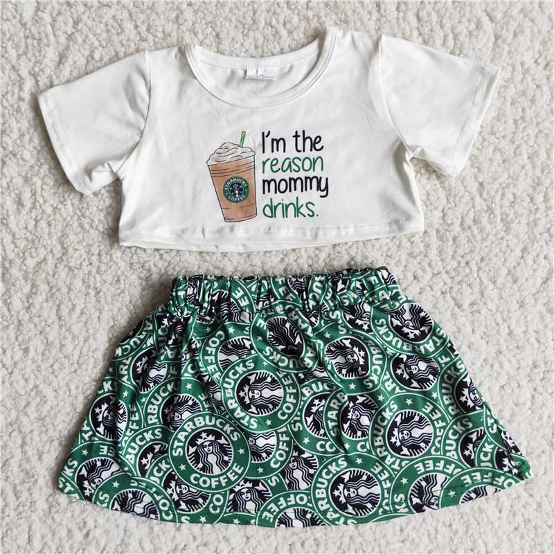 Coffee girls top skirt sets