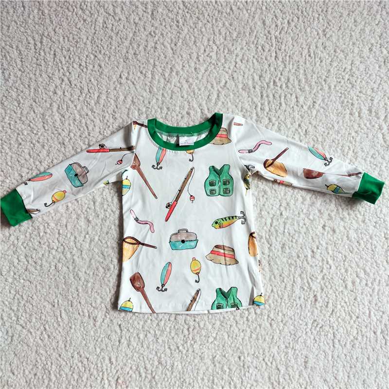 10.14 RTS NO MOQ （In stock）G2-16-2*. Baby Boys Long Sleeve Top Fishing rod wetsuit long sleeve top