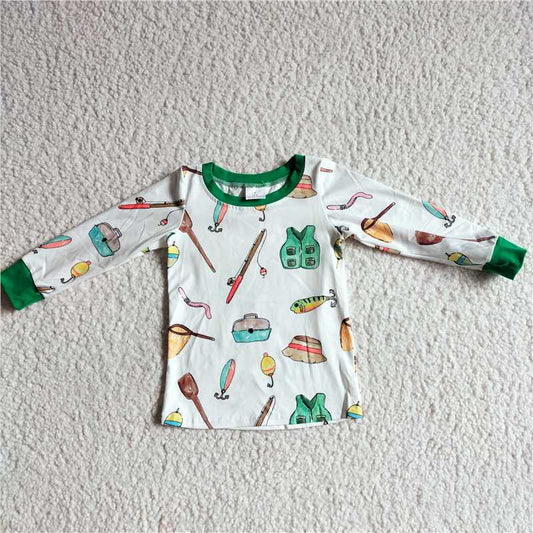 10.14 RTS NO MOQ （In stock）G2-16-2*. Baby Boys Long Sleeve Top Fishing rod wetsuit long sleeve top