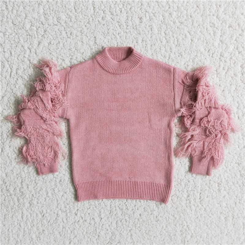6 B10-39  Pink tassels sweater