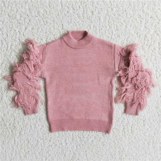 6 B10-39  Pink tassels sweater