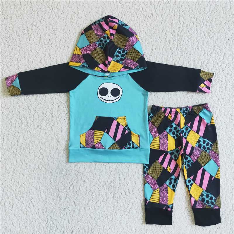 6 C6-36 Halloween brown long-sleeved hooded sweatshirt and pants set