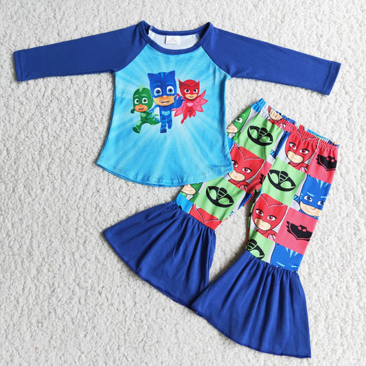 6 C9-3Blue hero raglan bell bottom pants girls fall clothing