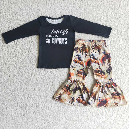 6 C6-6Black long sleeve cowboys shirt pants girls western outfits