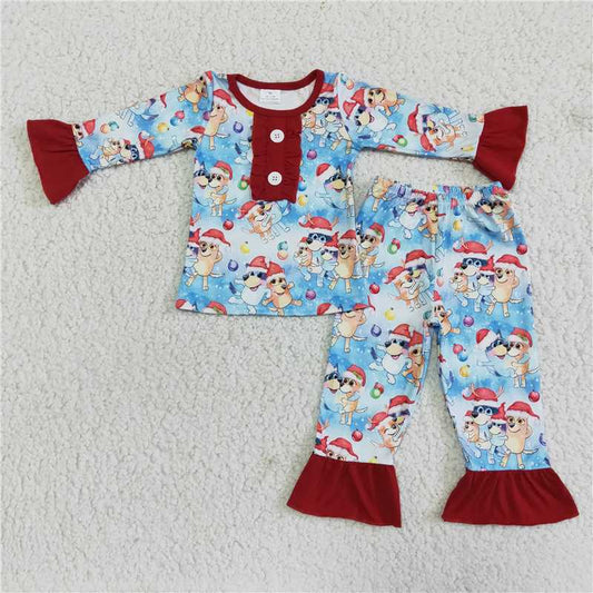 6 A15-4 Girls Bluey long-sleeved long-pants pajamas 280g