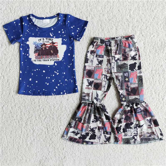 E13-12 Baby girls singer bell bottom pants clothing sets