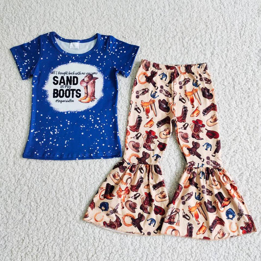 B8-30 Baby Girls Western Boots bell pants sets