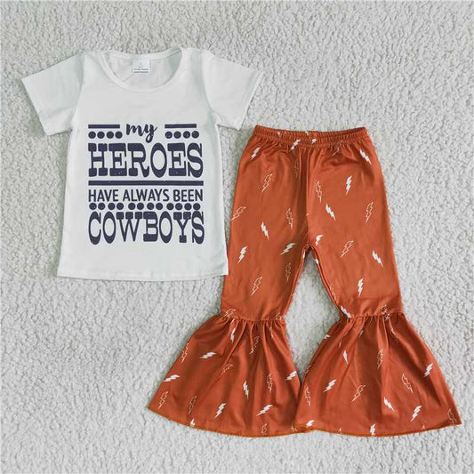 B15-30  Children kids heros cowboys bell pants sets
