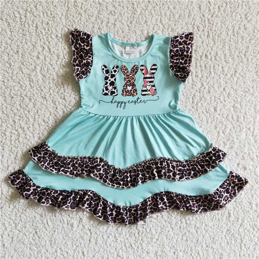 EC0006  Baby girls easter three bunny ruffle dresses