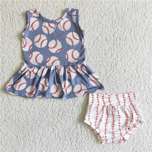 GBO0005  Baby girls baseball bummie sets