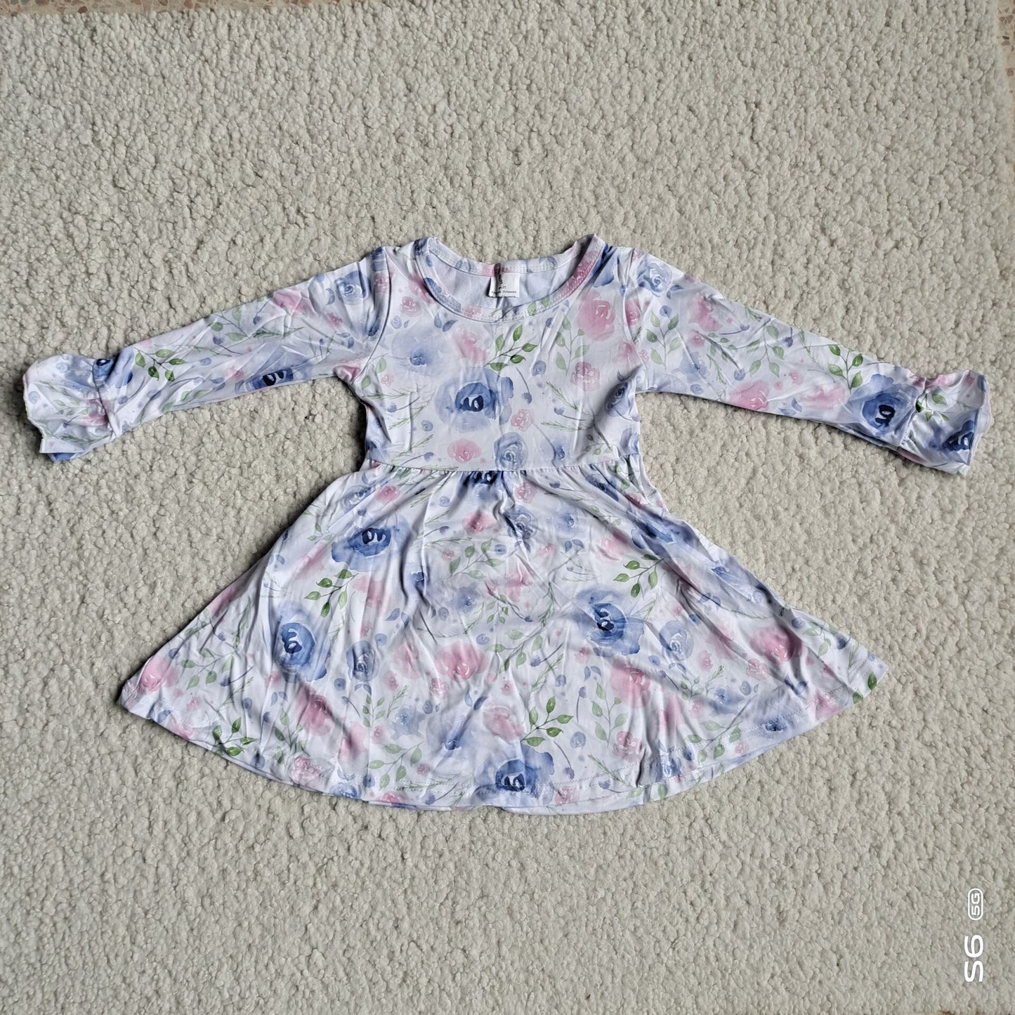 9.29 RTS NO MOQ（In stock）G3-8-7= Baby Girls Winter Dress Honey purple pink rose long-sleeved dress