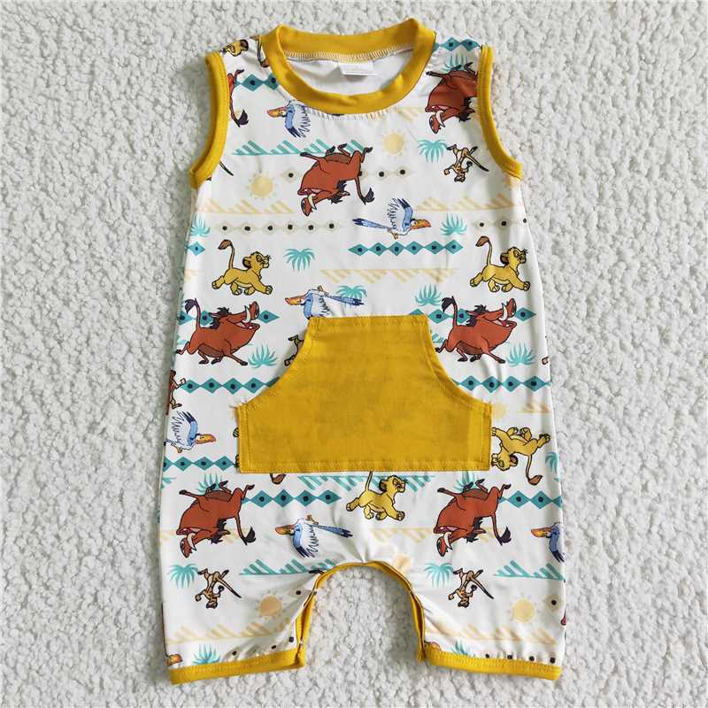 SR0026 Baby boys summer lion rompers