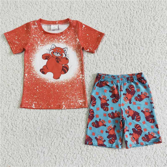 BSSO0045 Baby boy cartoon red shorts sets