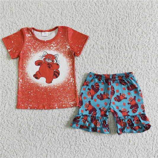 Baby girls red cartoon shorts sets