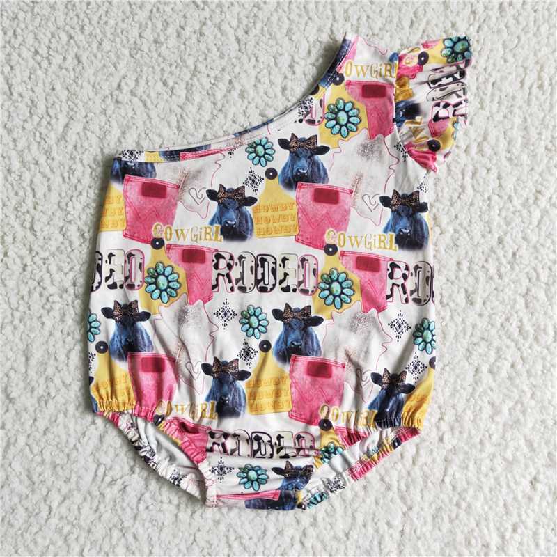 SR0059  Baby Girls rodeo pink rompers
