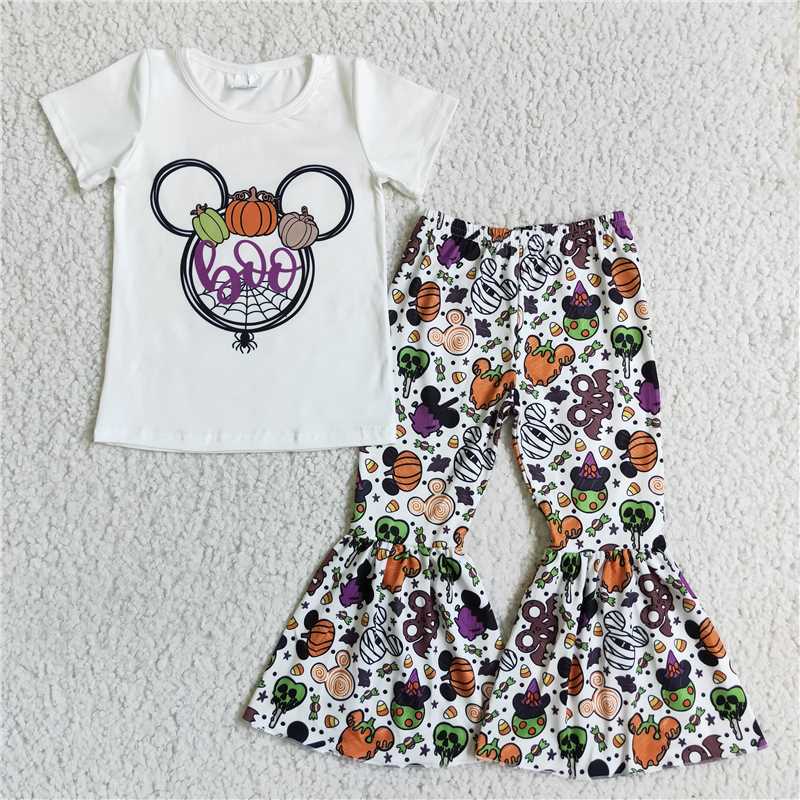 GSPO0146 Girls BOO white short-sleeved trousers suit