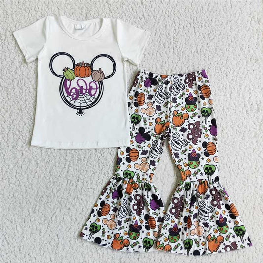 GSPO0146 Girls BOO white short-sleeved trousers suit