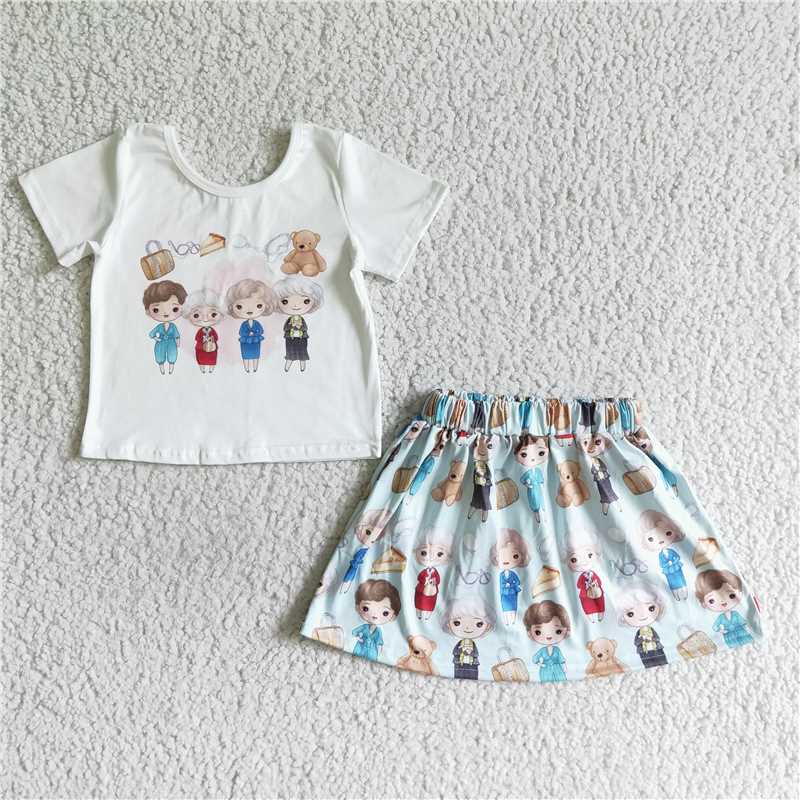 GSD0120 golden girl white short-sleeved skirt suit