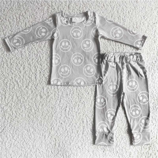 GLP0197Long sleeves smile baby kids fall winter pajamas
