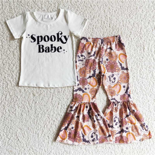 GSPO0194 Girls Spooky Babe white short-sleeved trouser suit