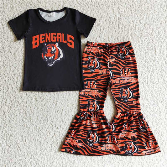 GSPO0187 Girls BENGALS Tiger short-sleeved trousers set