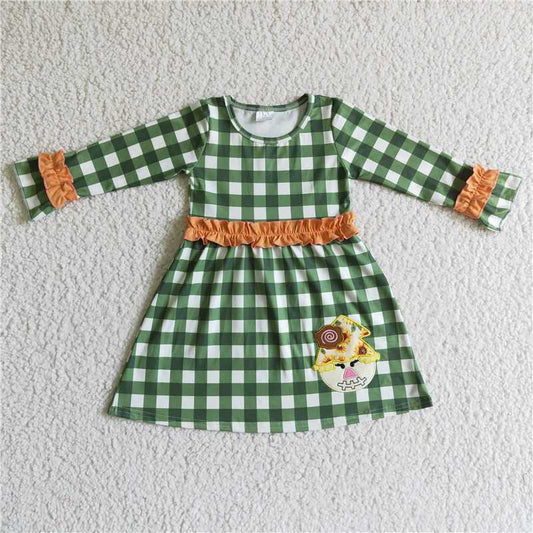 GLD0067  Baby girls Halloween scarecrow knee length dresses