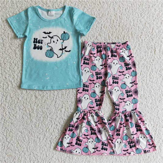 GSPO0189 Girls BOO ghost blue short-sleeved trousers suit