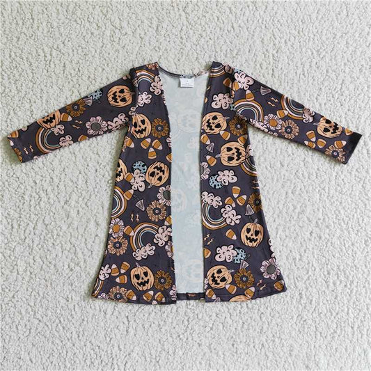 GT0044  Baby girls Halloween pumpkin rainbow jackets cardigans