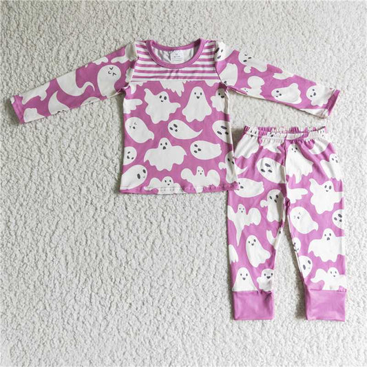 GLP0229Stripe ghost baby girls Halloween pajamas