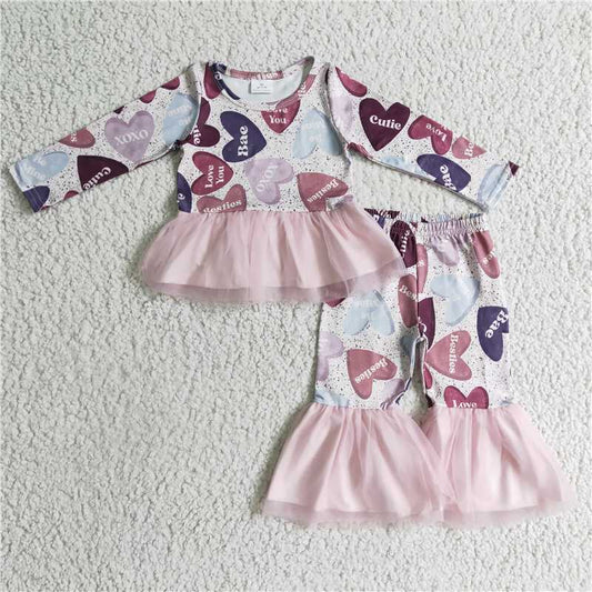 GLP0340Heart love you cutie girls tulle Valentine's outfits