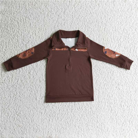 BT0111 Baby Boys Cow Brown Western pullovers