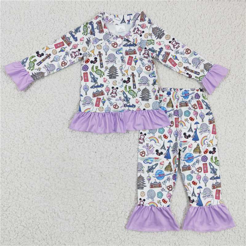 GLP0357Mouse turtle rainbow lavender girls pajamas