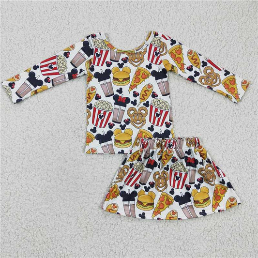 GLD0161  Baby Girls Cartoon Top Skirt clothes sets