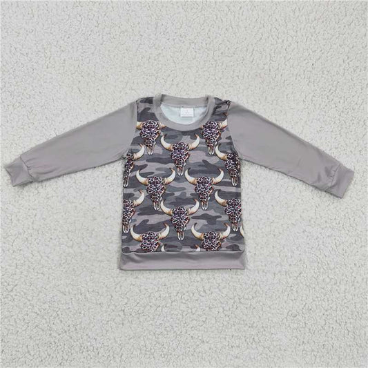 BT0108  Baby Boys Camo Cow Long Sleeve shirts tops
