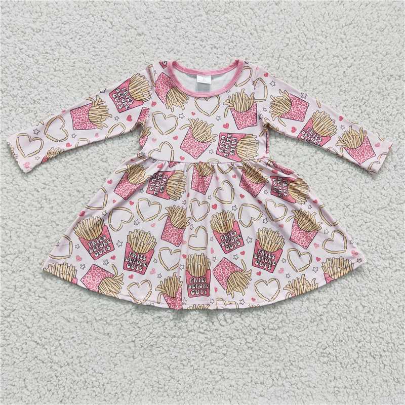 GLD0159  Baby Girls fries Valentines knee length dresses